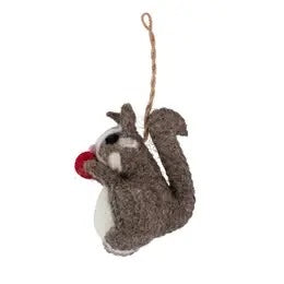 Happy Squirrel Felt Ornament